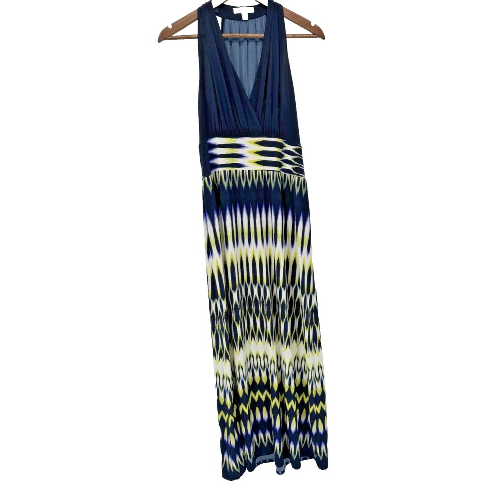 London times sleeveless Maxi Geometric Print Yellow Blue Black vacation spring